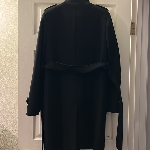 Like New!  Tall Black Loft Wool Belted High Neck Coat - Picture 8 of 9
